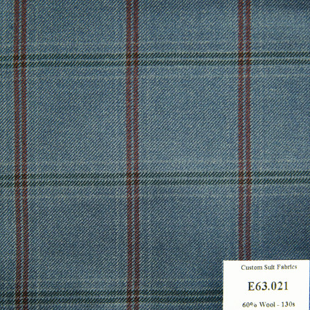 Call - E63.021 Kevinlli V5 - Vải Suit 60% Wool - Xanh Dương Caro